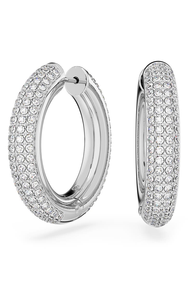 Swarovski Dextera Crystal Hoop Earrings, Alternate, color, Silver