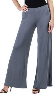 24seven Comfort Apparel Comfortable Solid Color Palazzo Pants