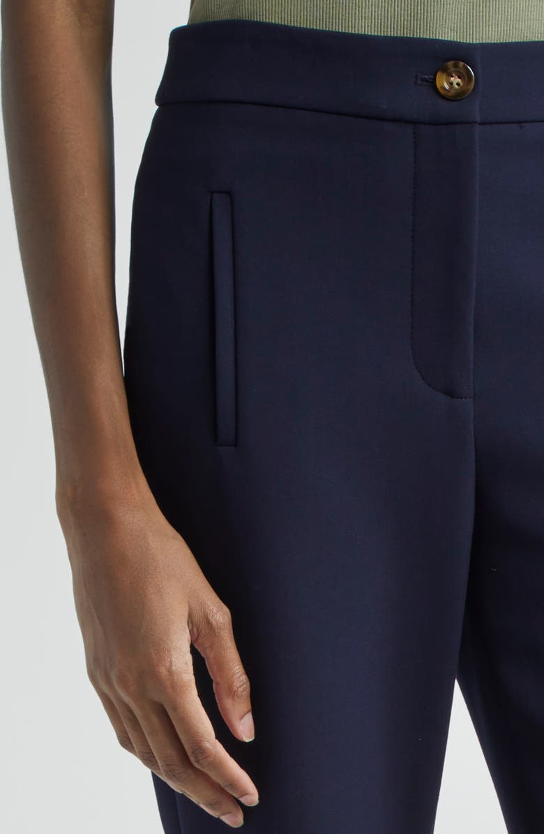 Veronica Beard Arte Houndstooth High Waist Flare Ankle Pants, Alternate, color, Navy