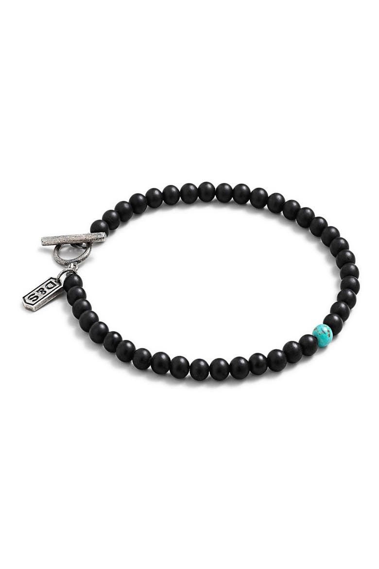 Men's Beaded Bracelet, Main, color, BLACK