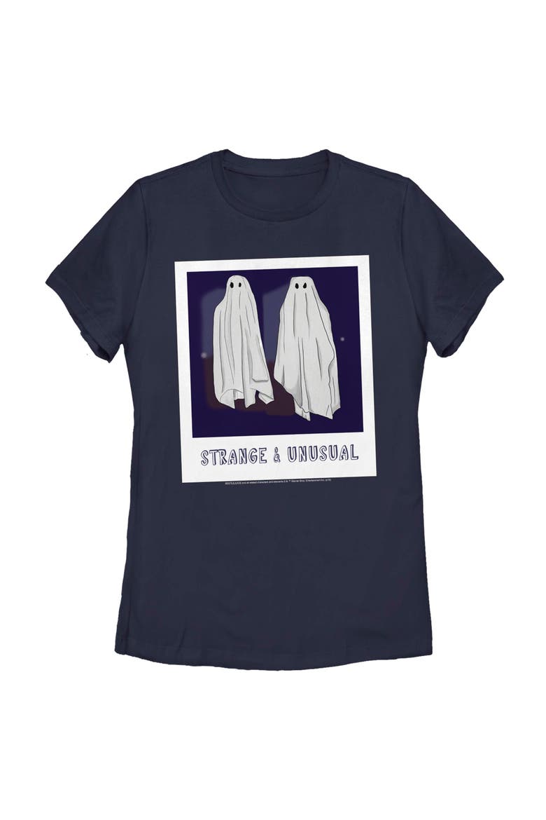 Women's Beetlejuice Halloween Strange and Unusual Ghost Photo  Graphic T-Shirt, Main, color, Navy Blue