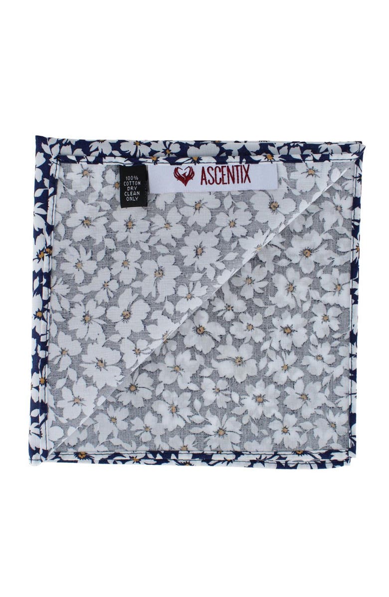 Ascentix Simple and Classy Cotton Foral Handkerchief, Alternate, color, Navy
