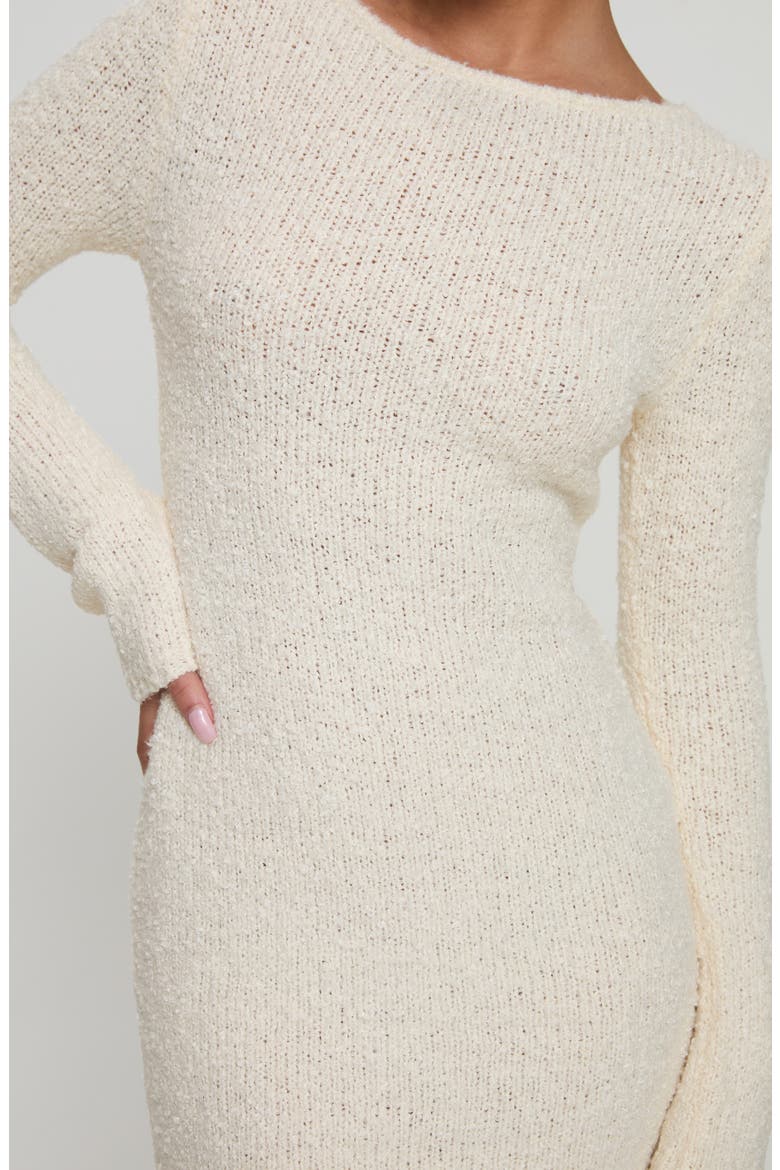 Cosy Up Bouclé Sheer Knit Minidress, Alternate, color, CREAM