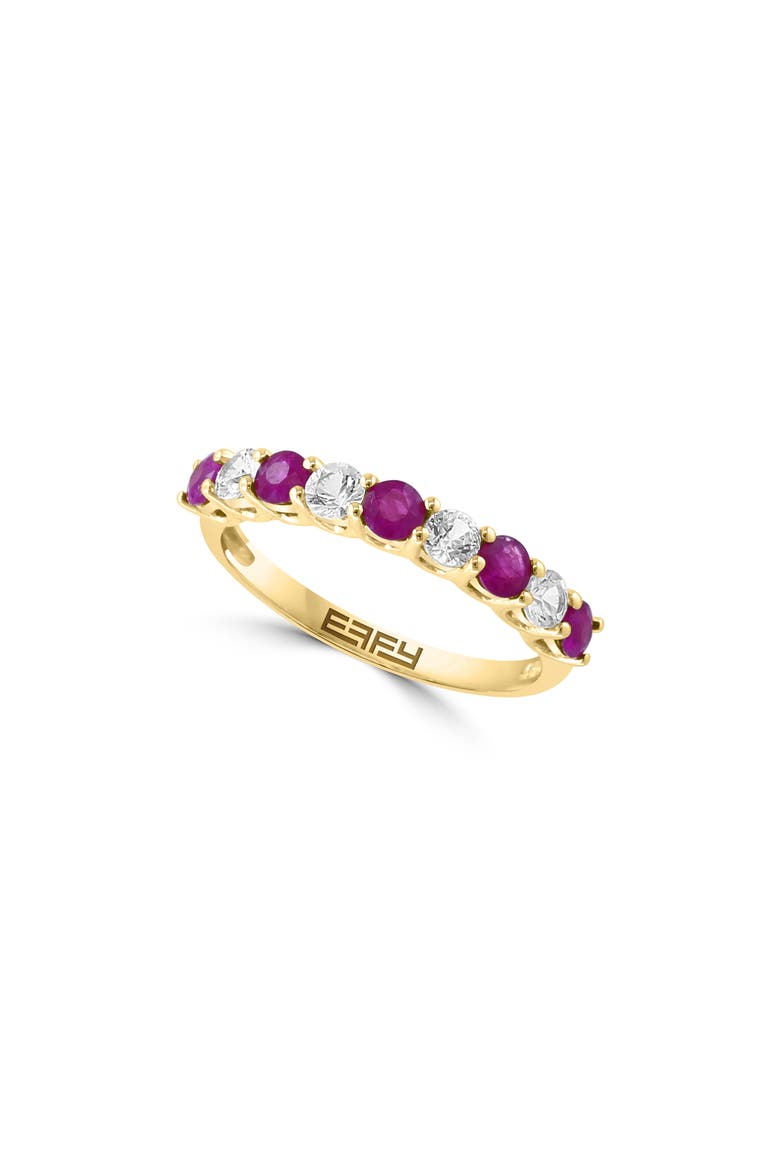 14K Gold Ruby & White Sapphire Ring, Main, color, YELLOW GOLD