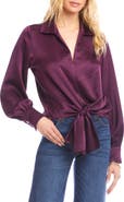 Karen Kane Tie Front Satin Top