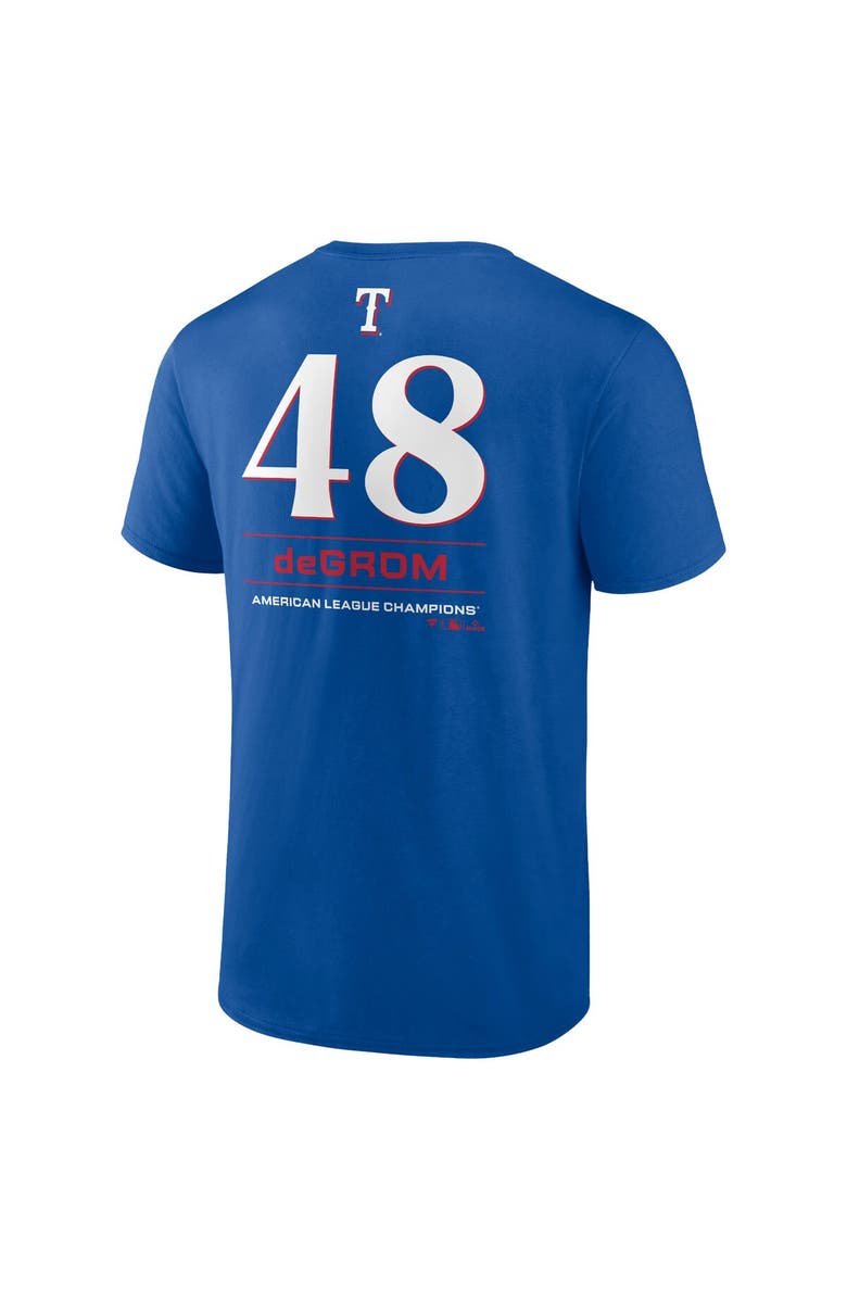 FANATICS Men's Fanatics Branded Jacob deGrom Royal Texas Rangers 2023 American League Champions Player Name & Number T-Shirt, Alternate, color,