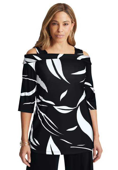 Jessica London Cold Shoulder Top In Black