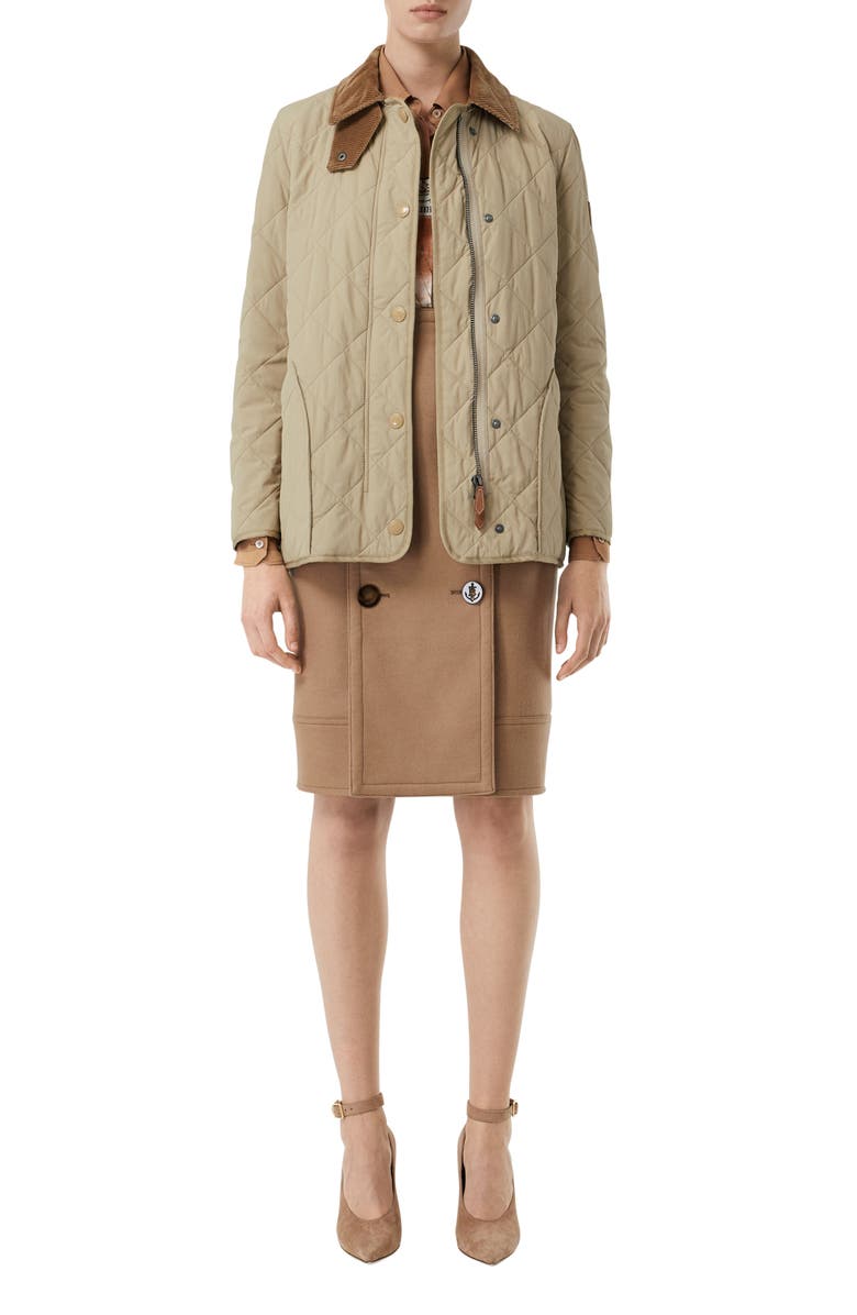 Burberry Cotswold Thermoregulated Quilted Barn Jacket, Alternate, color, Honey