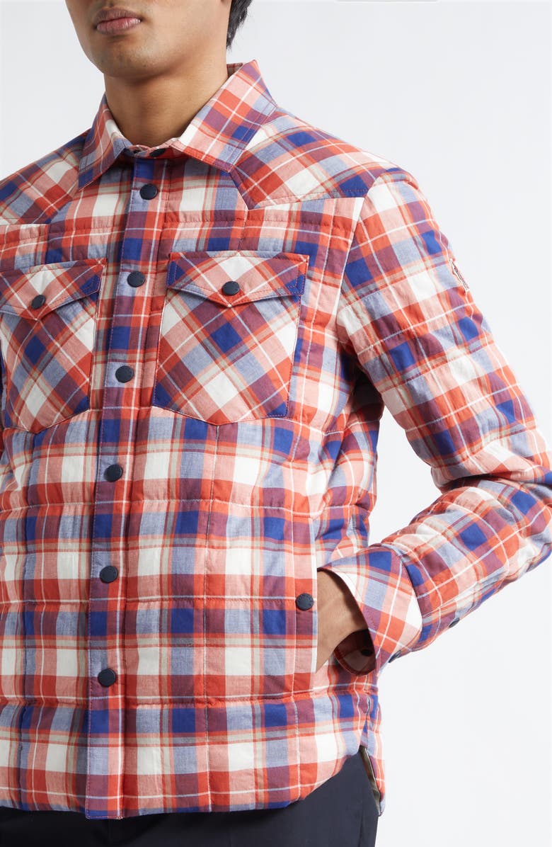 Moncler Grenoble Gelt Quilted Check Shirt Jacket, Alternate, color, Red Check
