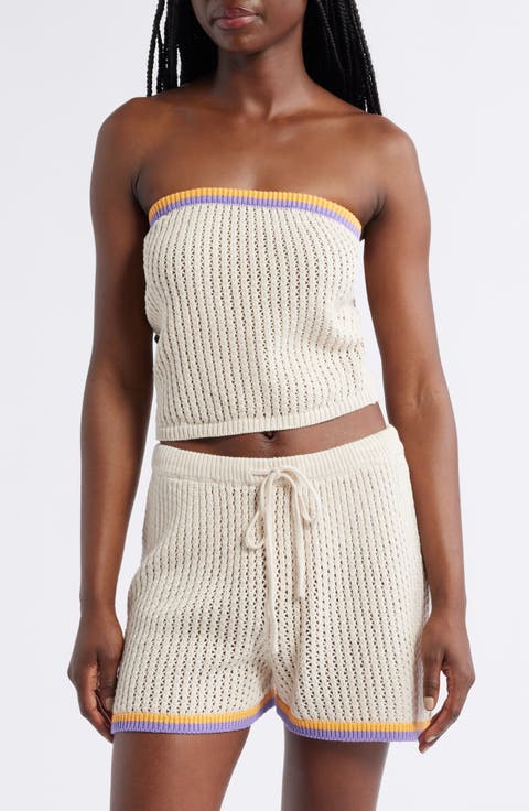 Cala Vadella Strapless Crochet Sweater