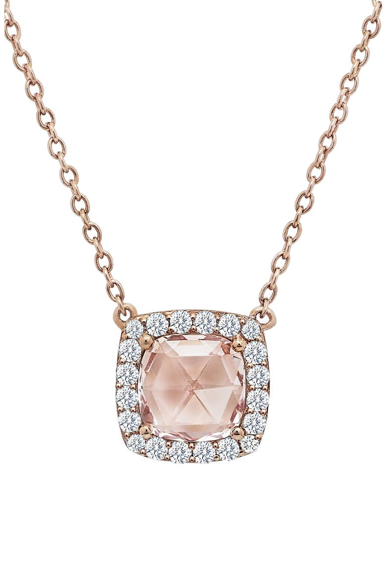 Simulated Diamond Pendant Necklace, Main, color, PINK / ROSE GOLD