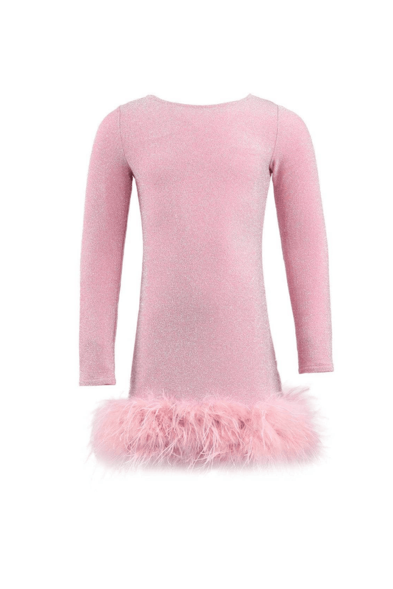 Shimmer Feather Dress, Main, color, Pink