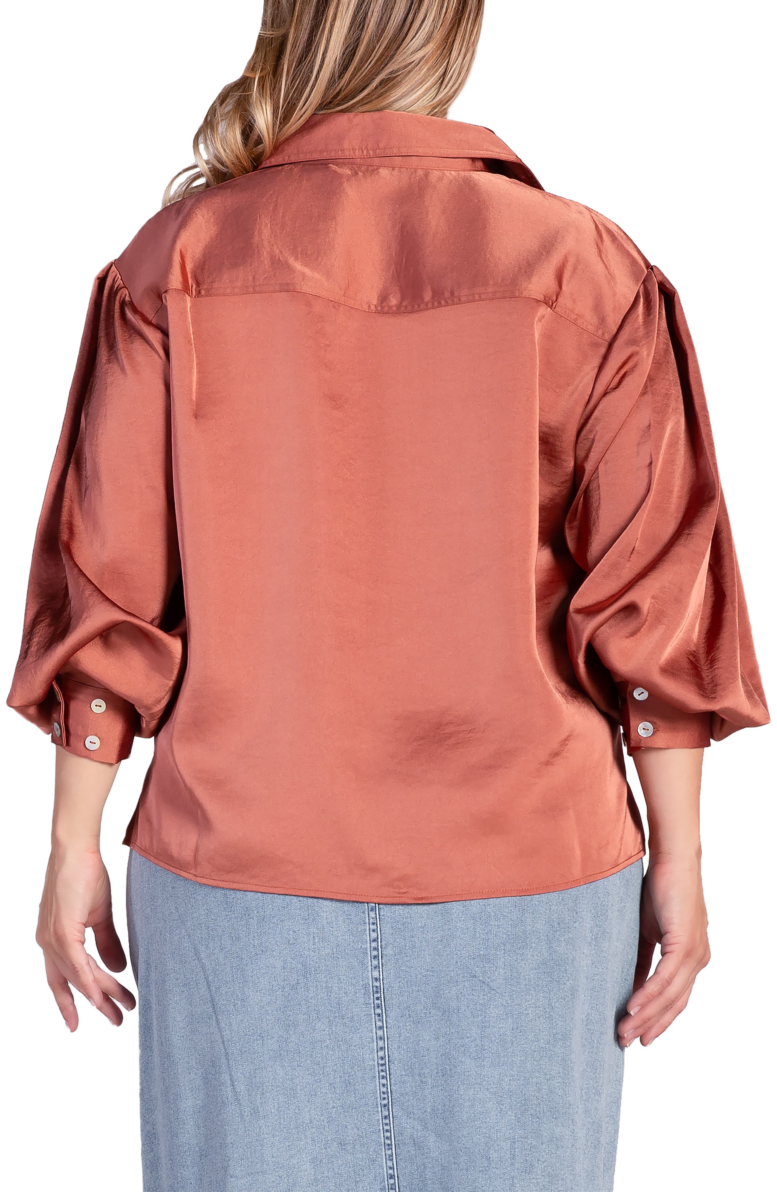 Zeal Sateen Button-Up Blouse - image 2