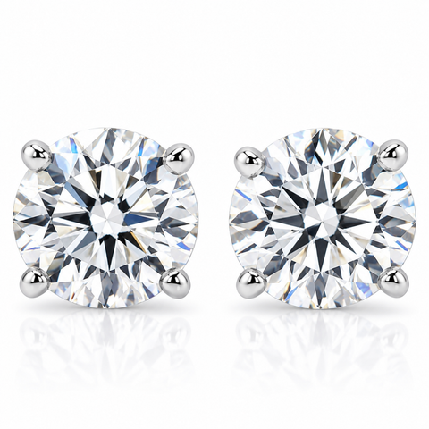 4 Ct T.W. Round Diamond Screw Back Studs 14k Gold Lab Grown