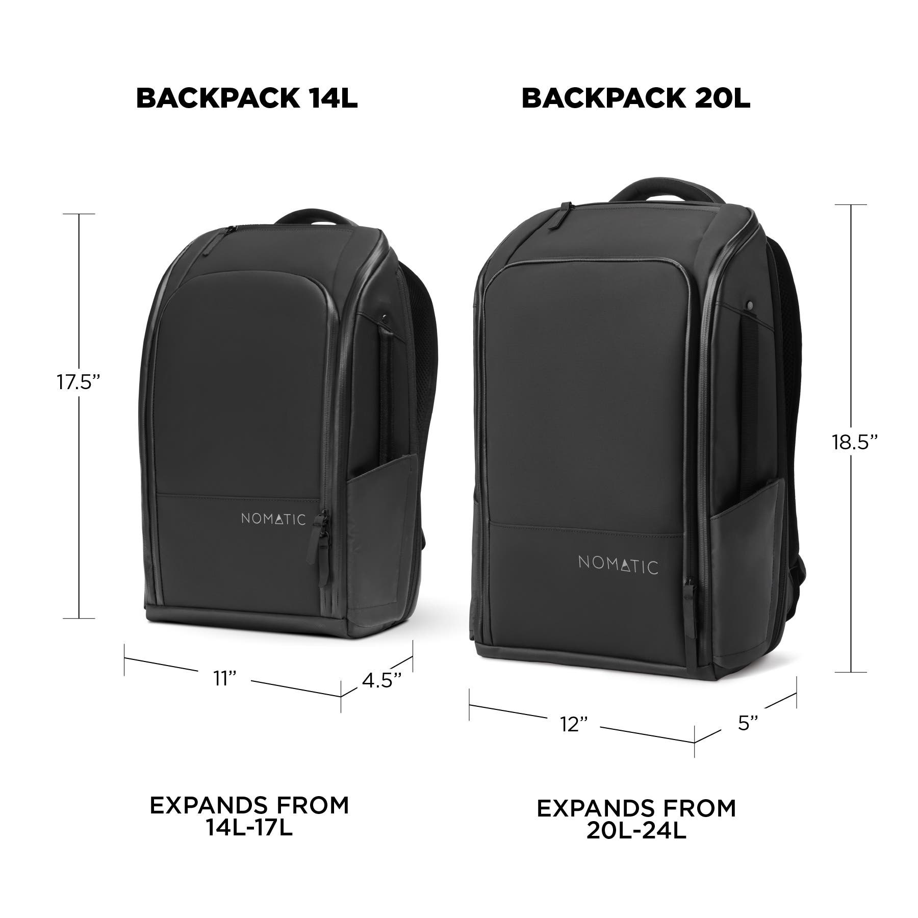 NOMATIC Functional & Lightweight Water Resistant Everyday Backpack, Alternate, color, Black - 14L