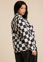 ELOQUII Printed Tie Neck Blouse