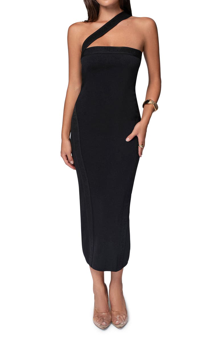 JLUXLABEL Ivone One-Shoulder Knit Maxi Dress, Main, color, Black