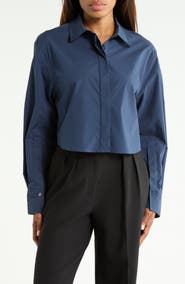 Simkhai Renata Layered Cropped Button Down Shirt