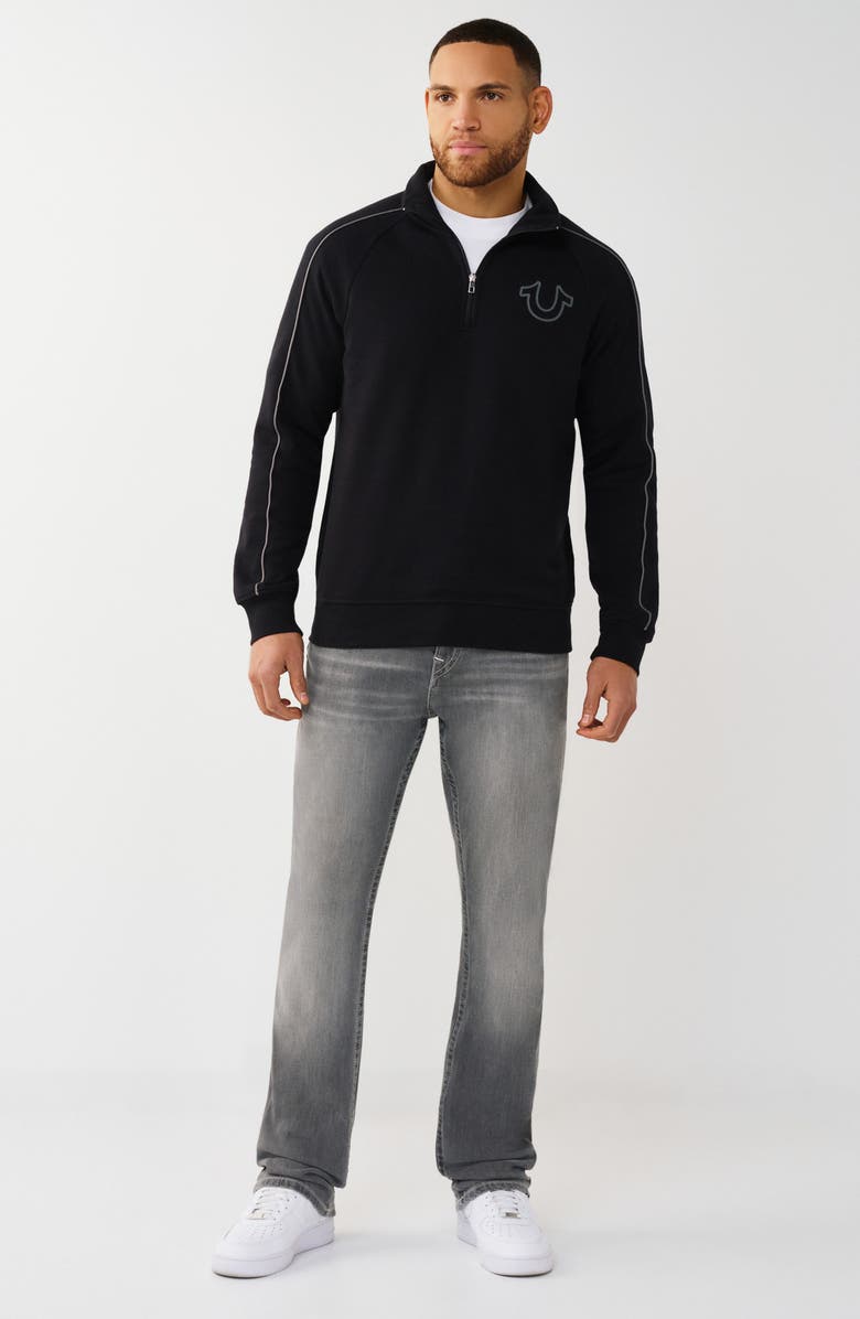 True Religion Quarter Zip Track Pullover, Alternate, color, Jet Black