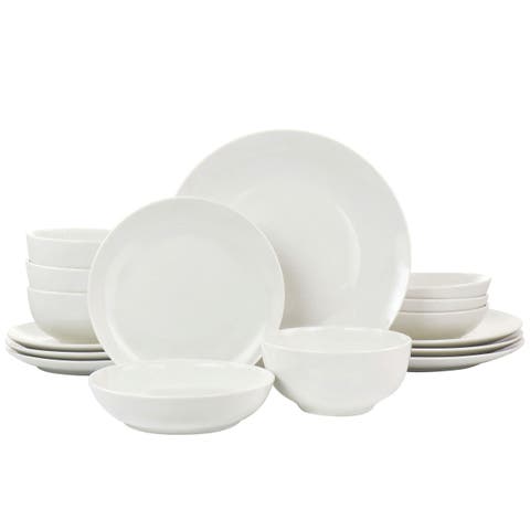 Camellia 16 Piece Porcelain Double Bowl Dinnerware Set
