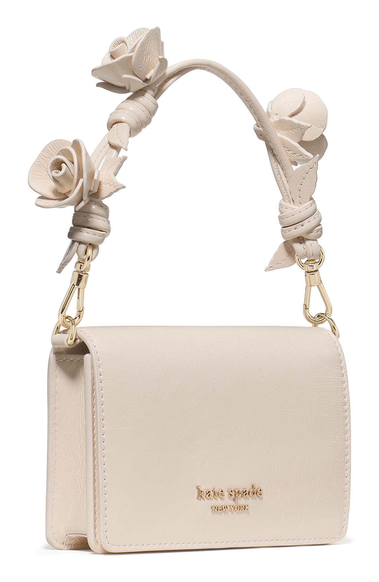 Kate Spade New York natasha crinkle patent leather mini bag, Alternate, color, Cashew Milk