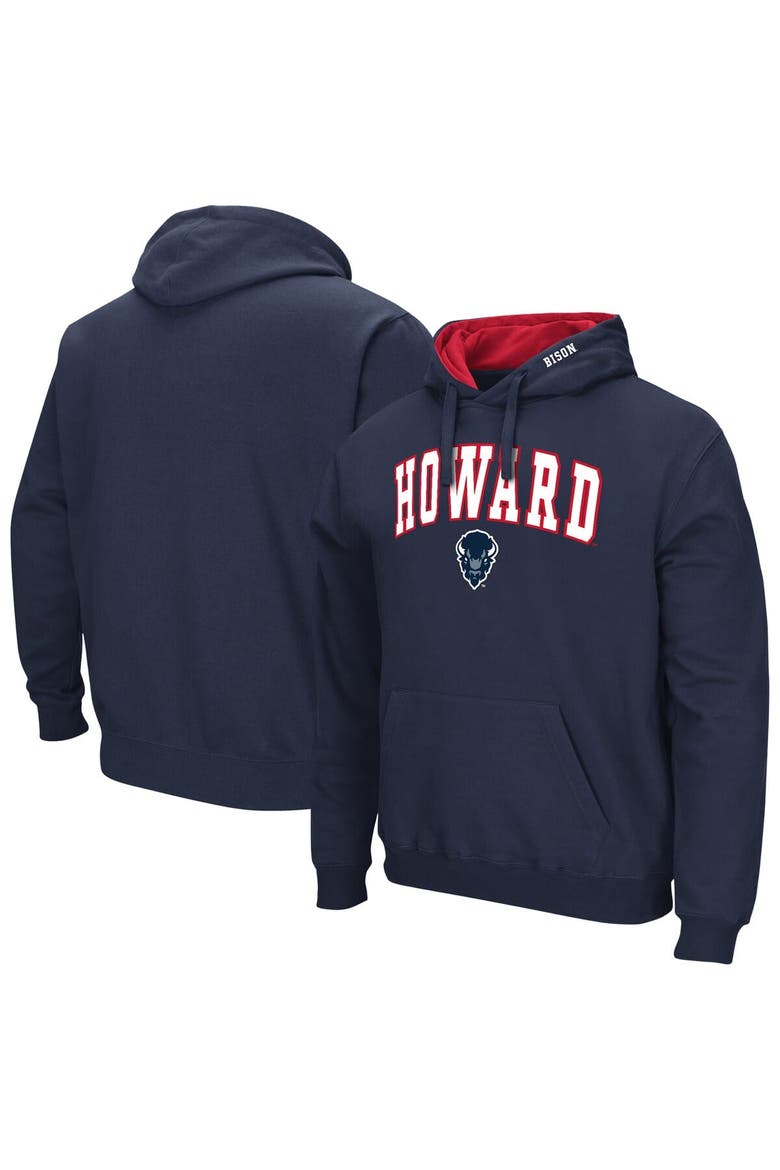 Men's Colosseum  Navy Howard Bison Arch & Logo 3.0 Pullover Hoodie, Main, color, Navy