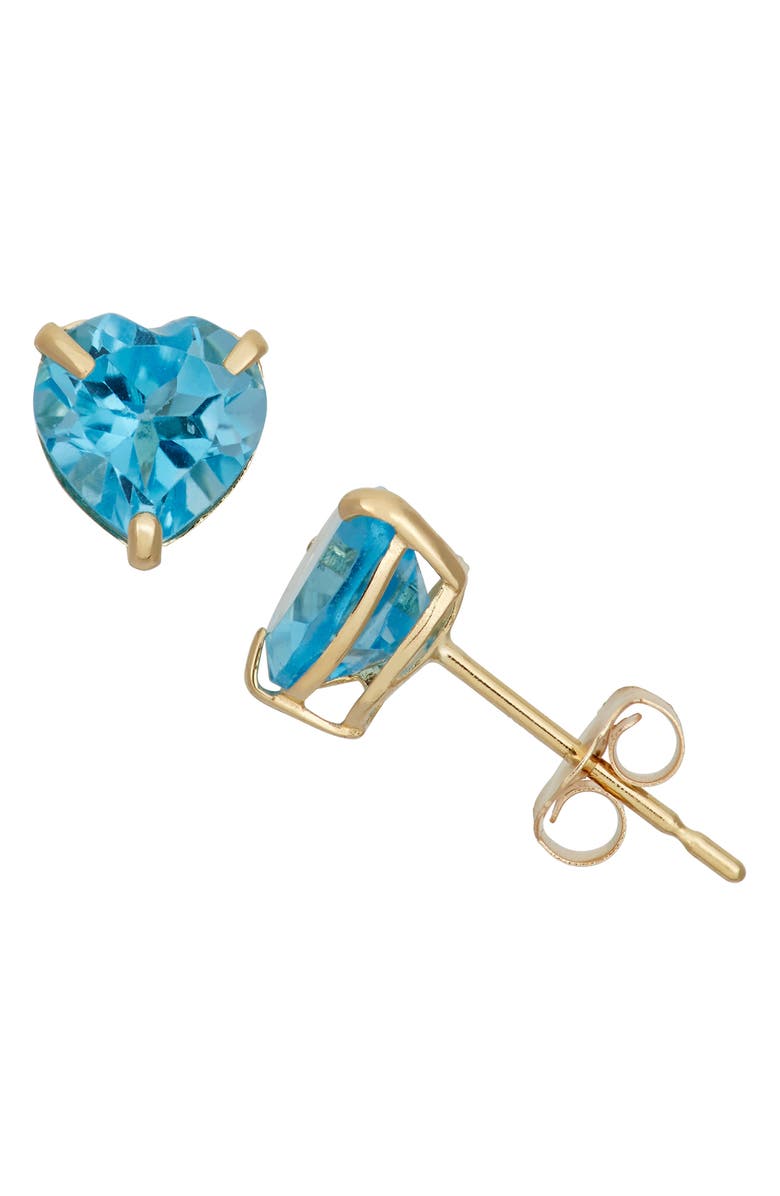 FZN 10K Gold Topaz Heart Stud Earrings, Main, color, Yellow Gold