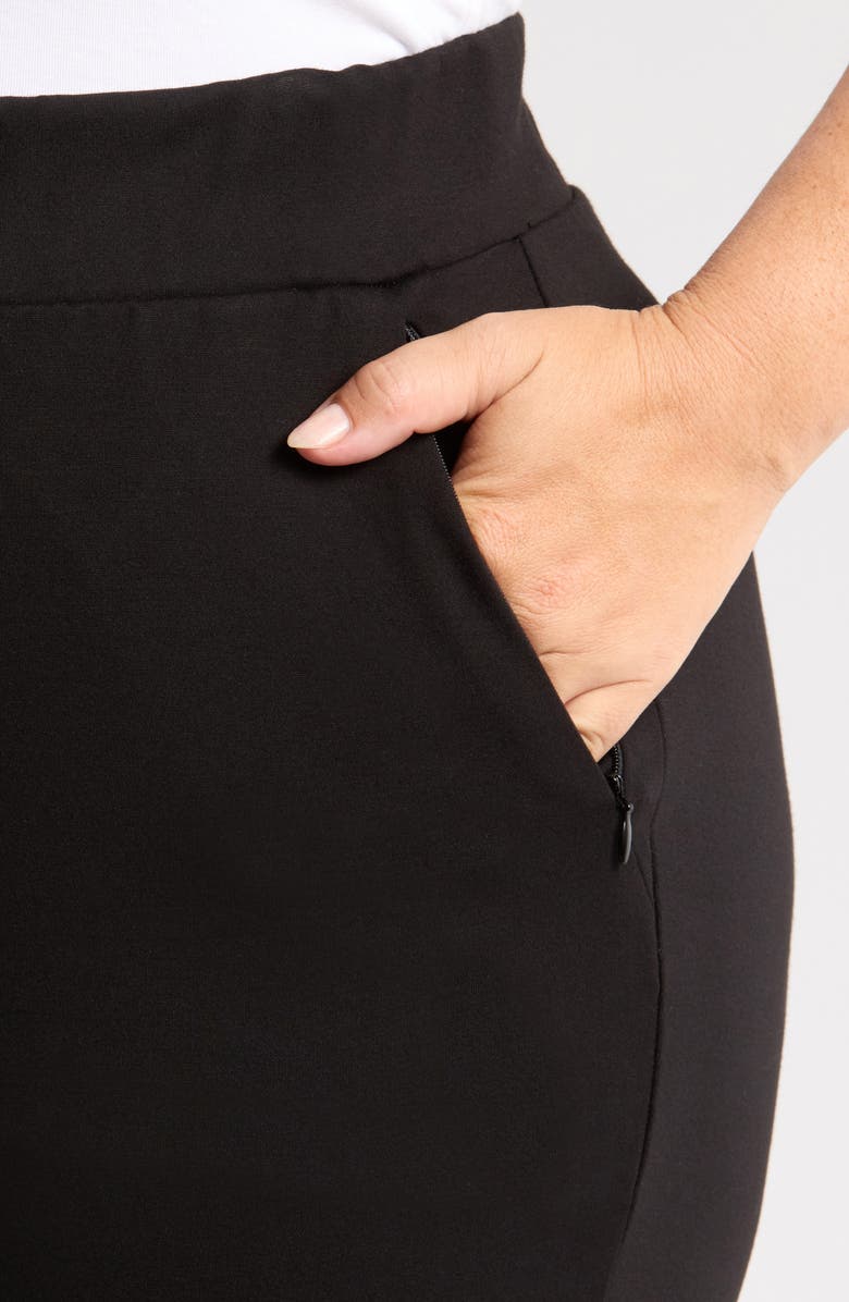 Universal Standard Pinstripe Ponte Bootcut Pants, Alternate, color, Black