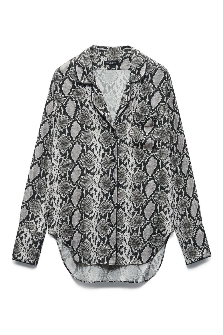 Aurora Snakeskin Print Silk Blend Button-Up Shirt, Alternate, color, SNAKE PRINT