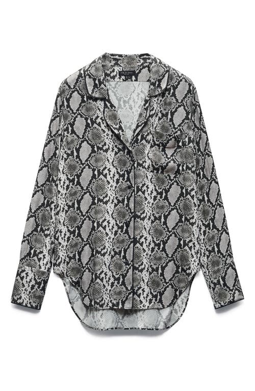 Rag & Bone Aurora Snakeskin Print Silk Blend Button-up Shirt In Snake Print