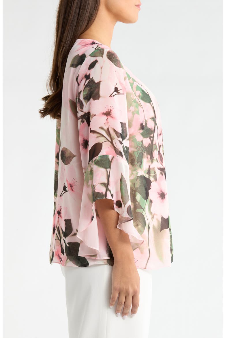 Print Flutter Sleeve Top, Alternate, color, VANILLA ICE MULTI