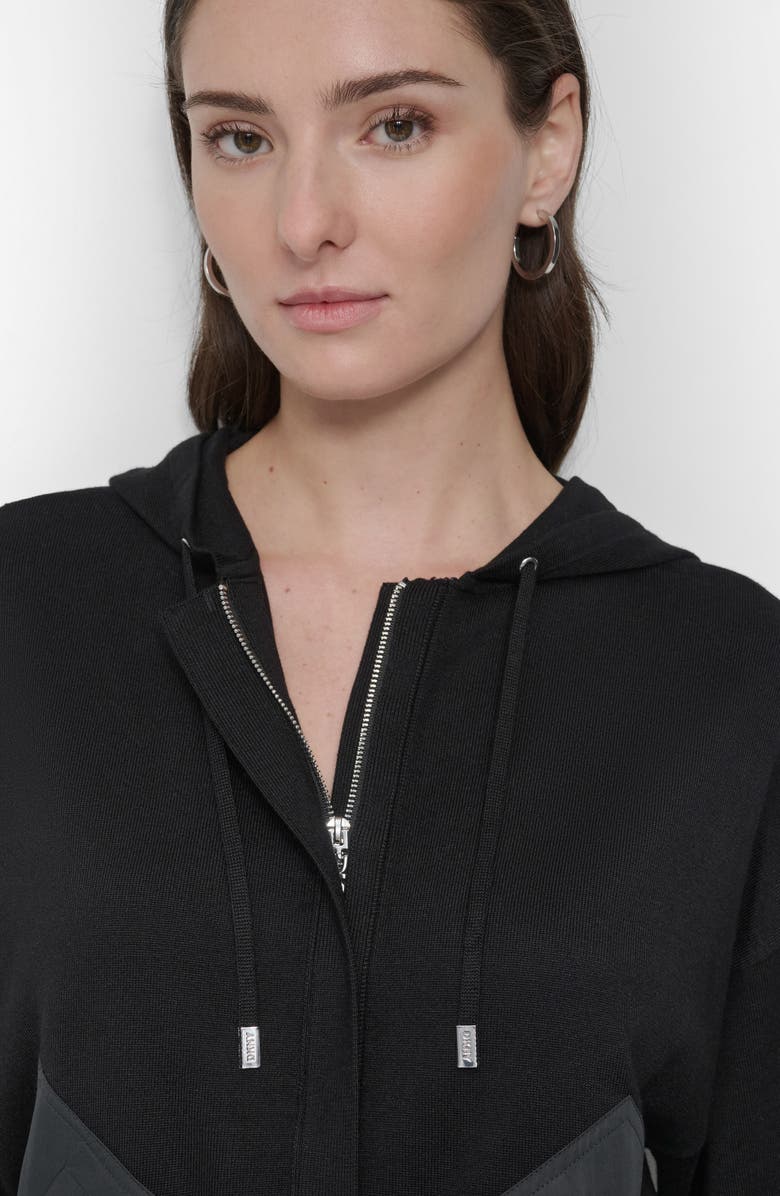 DKNY Mixed Media Hoodie, Alternate, color, 