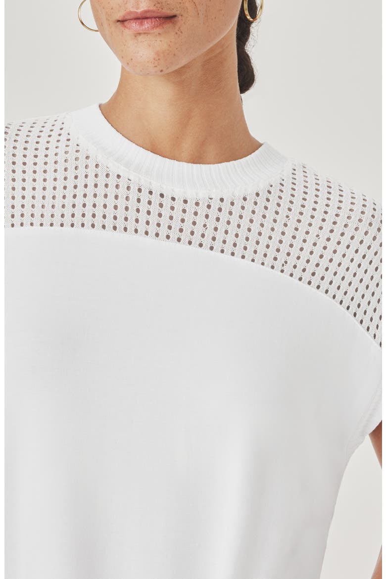 Jada Pointelle Cap Sleeve T-Shirt, Alternate, color, WHITE