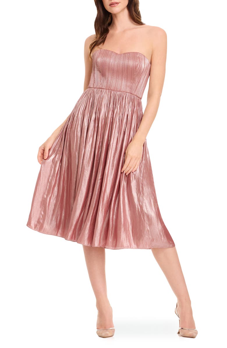 Dress the Population Tovah Strapless Fit & Flare Dress, Main, color, Rose