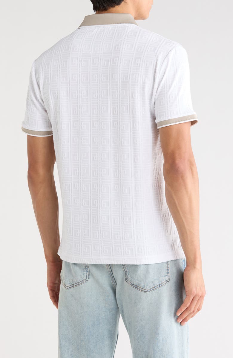 DENIM AND FLOWER Textured Zip Polo, Alternate, color, Off White