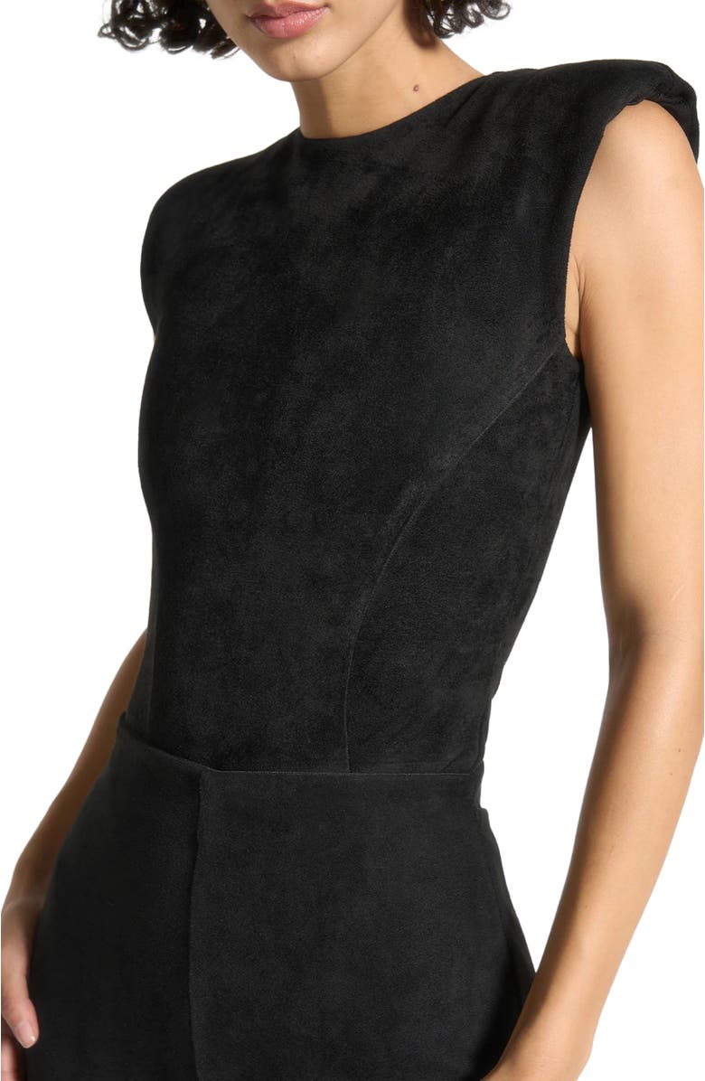 Manière De Voir Wide Shoulder Suede Bodysuit, Alternate, color,
