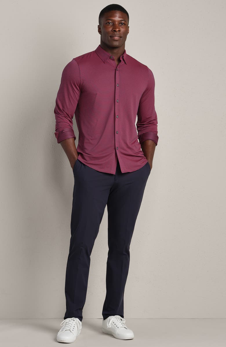 Rhone Commuter<sup>®</sup> Slim Fit Sharktooth Wrinkle Resistant Stretch Button-Up Shirt, Alternate, color, Navy/ Red Shark Tooth