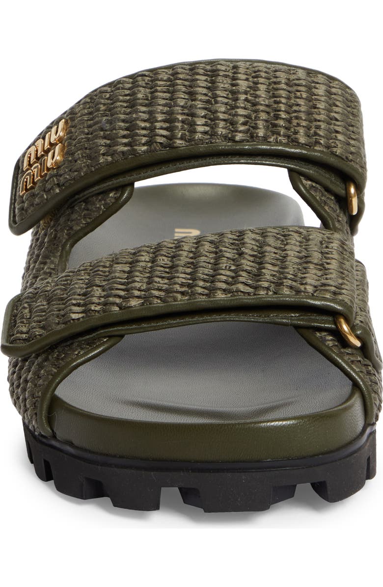 Miu Miu Raffia Double Band Slide Sandal, Alternate, color,