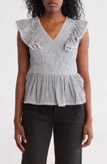 Nanette Lepore V-Neck Flutter Sleeve Peplum Top