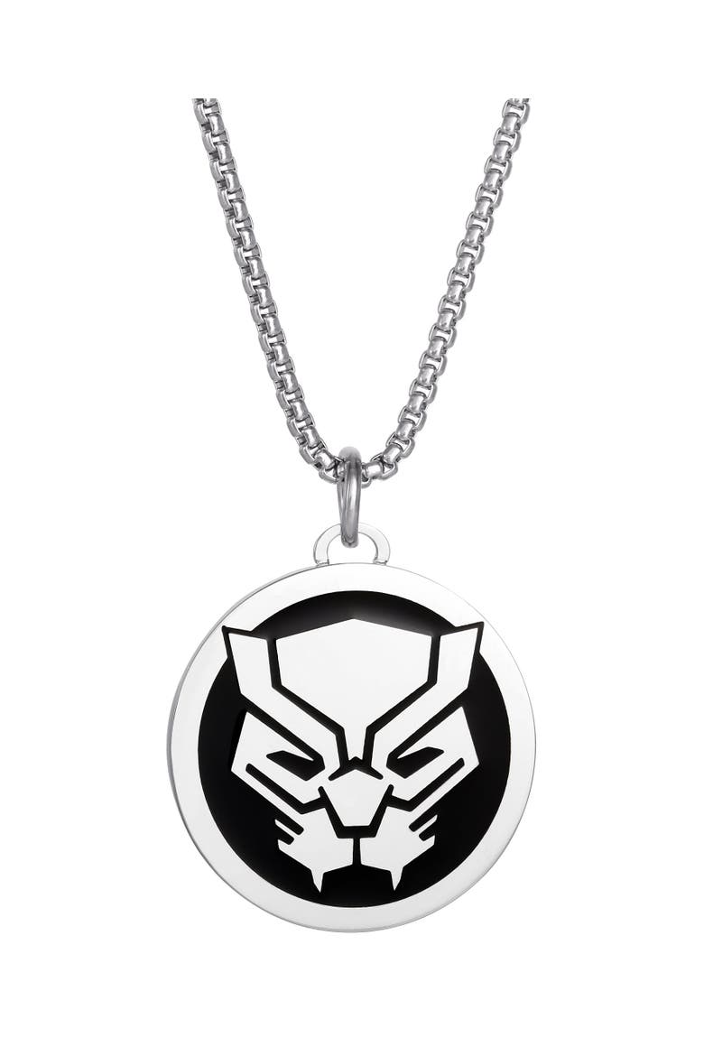 Black Panther Stainless Steel Pendant Necklace, 22" Ball Chain, Alternate, color, Silver