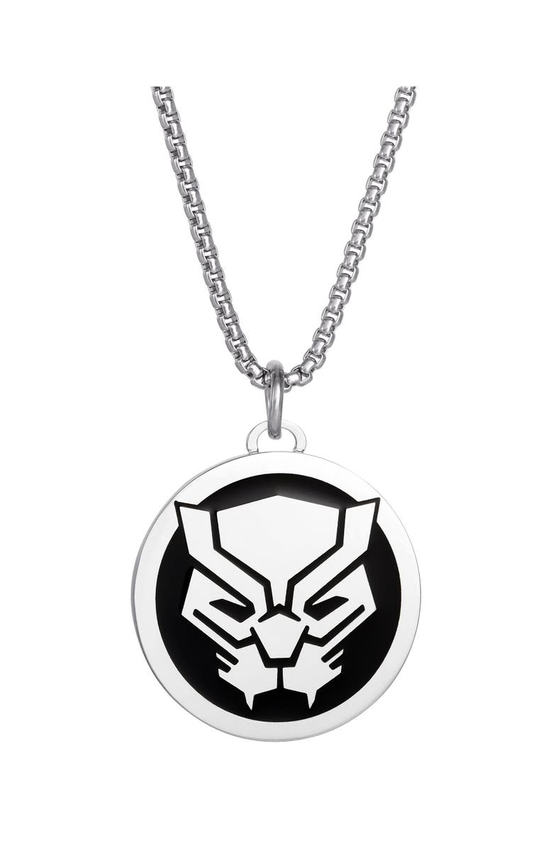 Marvel Black Panther Stainless Steel Pendant Necklace, 22" Ball Chain, Alternate, color, Silver