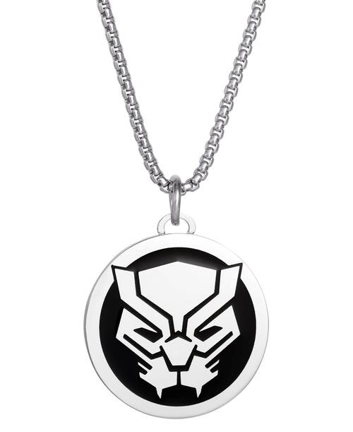 Marvel Black Panther Stainless Steel Pendant Necklace, 22" Ball Chain In Silver