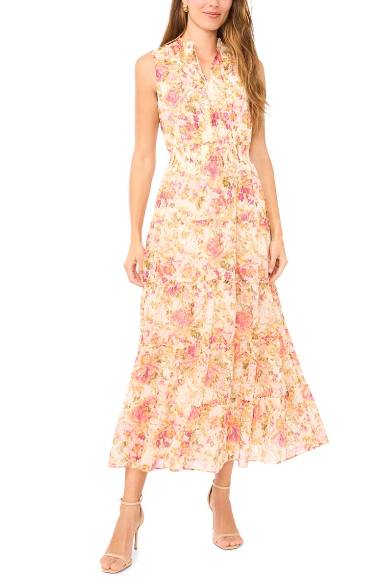 Halogen<sup>®</sup> Tie Neck Sleeveless Tiered Maxi Dress, Alternate, color, New Ivory