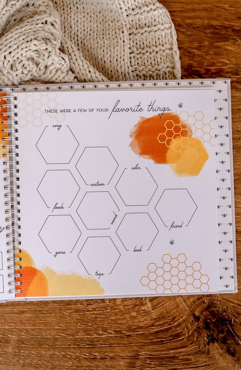 Lucy Darling 'Baby's First Year' Honey Bee Memory Book, Alternate, color, Stone