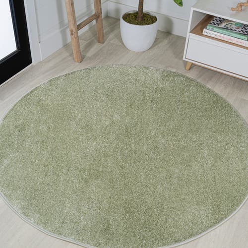 Jonathan Y Haze Solid Low-pile Round Area Rug In Jade/green