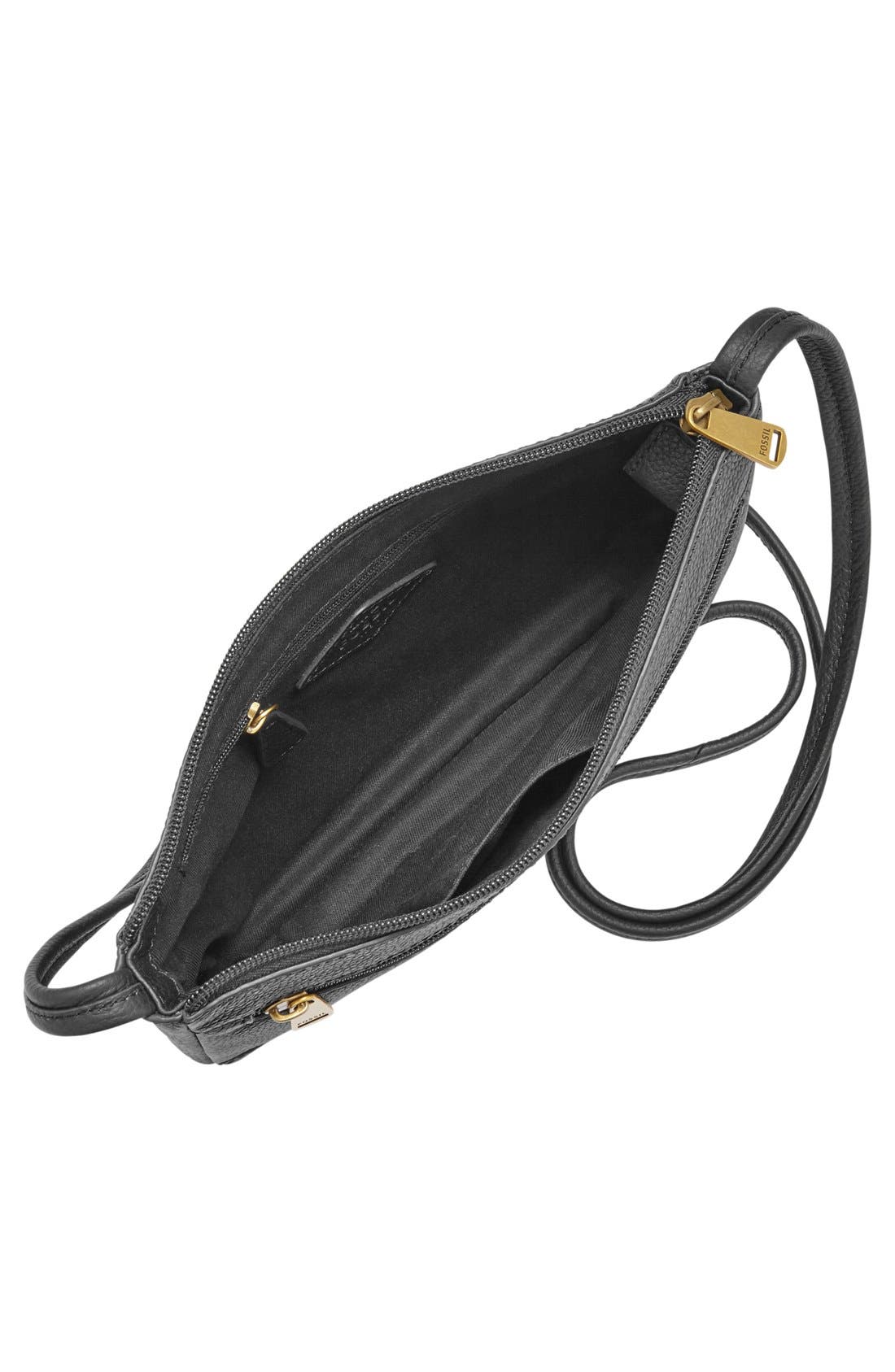 'Mini' Leather Crossbody Bag, Alternate, color, BLACK
