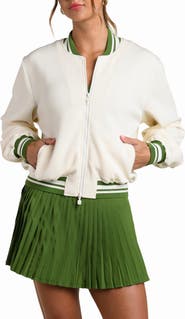 La Blanca Palm Embroidered Bomber Jacket