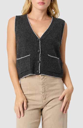 All in Favor Contrast Stitch Sweater Vest