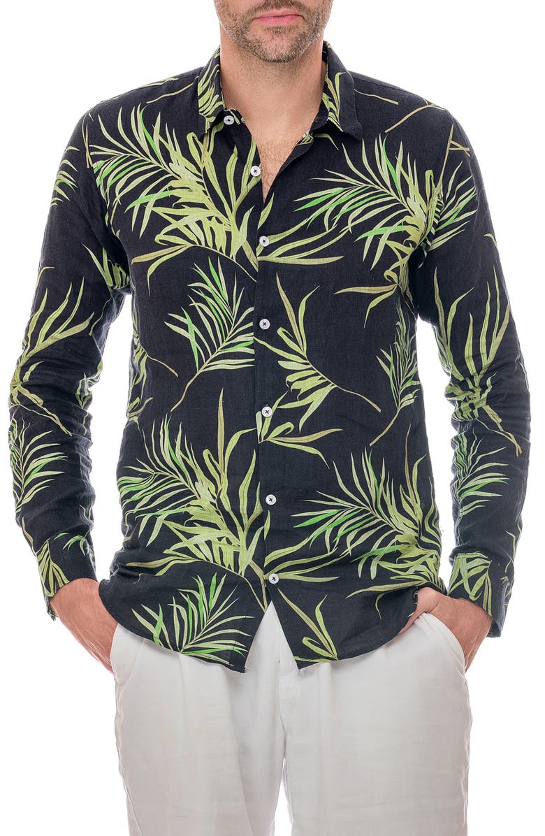 RANEES Linen Resort Button-Up Shirt, Main, color,