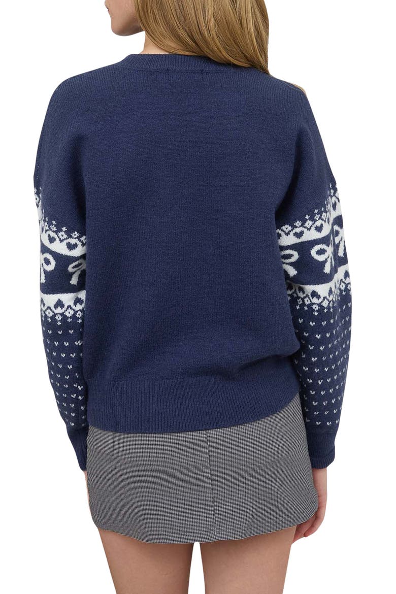 Bow Crewneck Sweater, Alternate, color, NAVY